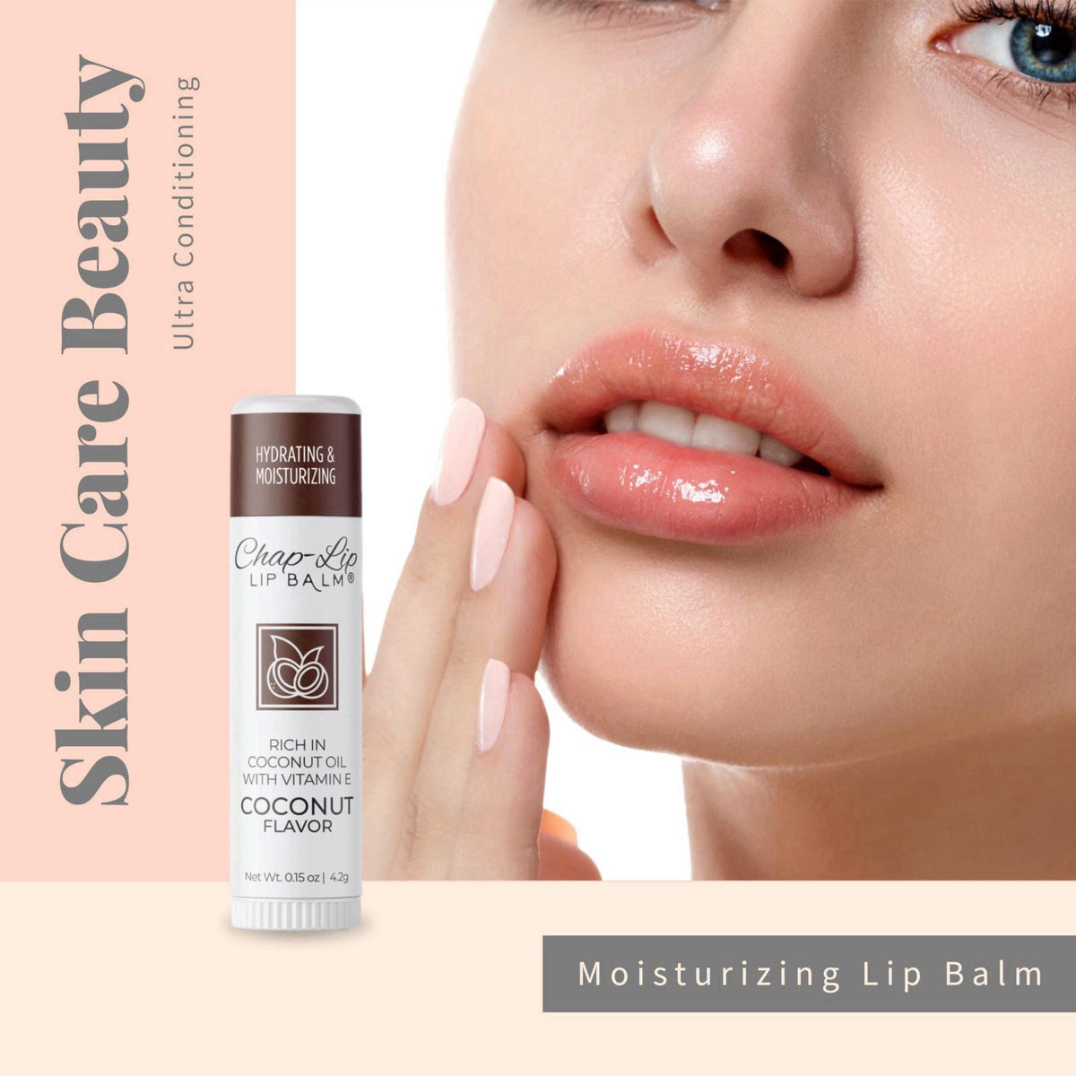 Chap-Lip Lip Balm Vitamin E with Coconut Oil - Lip Moisturizer Treatment - Moisturizing, Soothing, & Refreshing, Total H