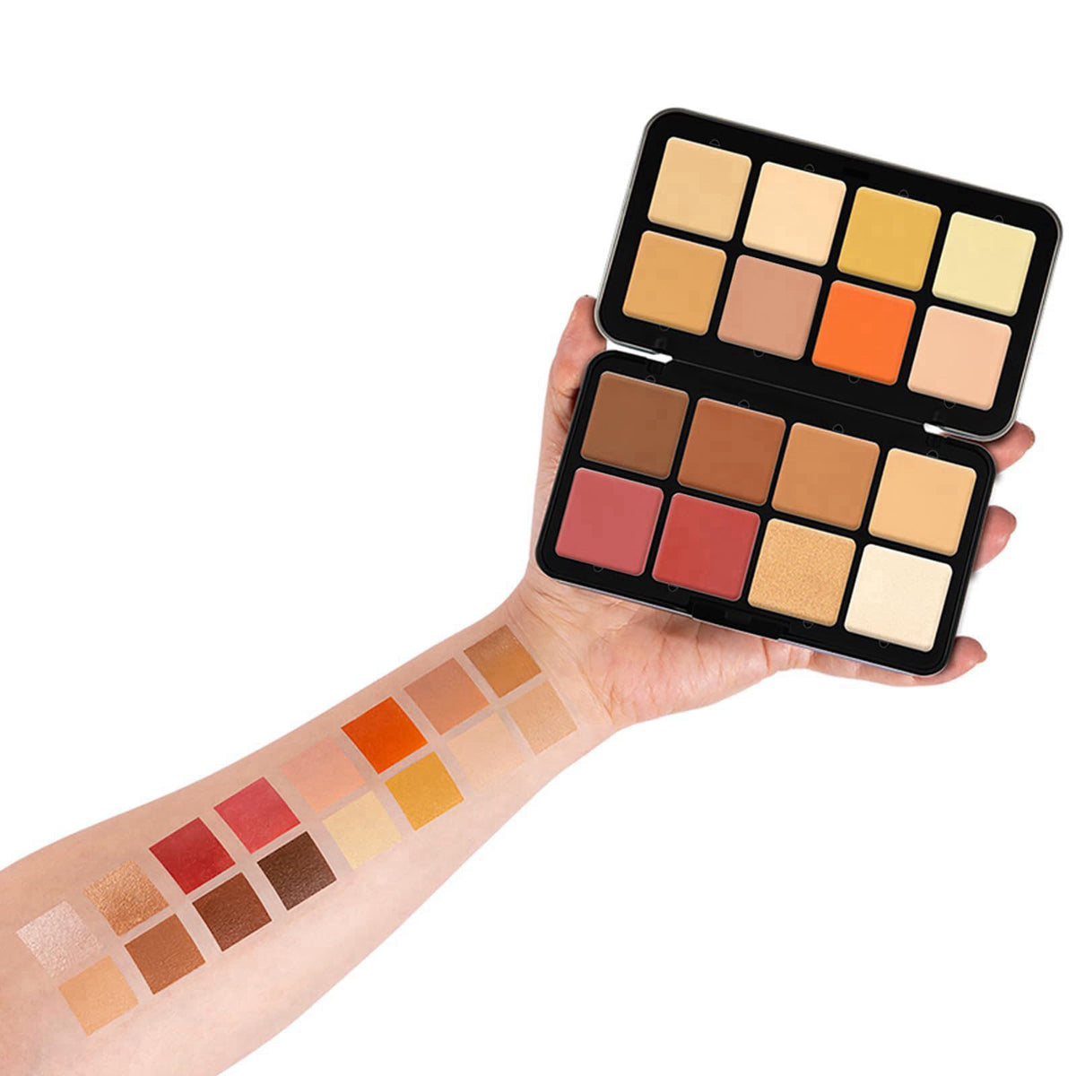 RoseFlower 12 Colors Makeup Palette, Foundation Contour Palette, Bronzing Eyeshadow, Make-up Blending Palettes with 10 M