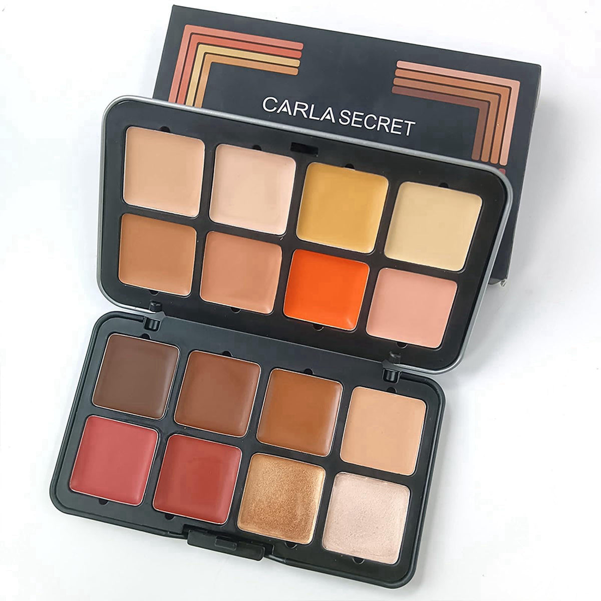 RoseFlower 12 Colors Makeup Palette, Foundation Contour Palette, Bronzing Eyeshadow, Make-up Blending Palettes with 10 M