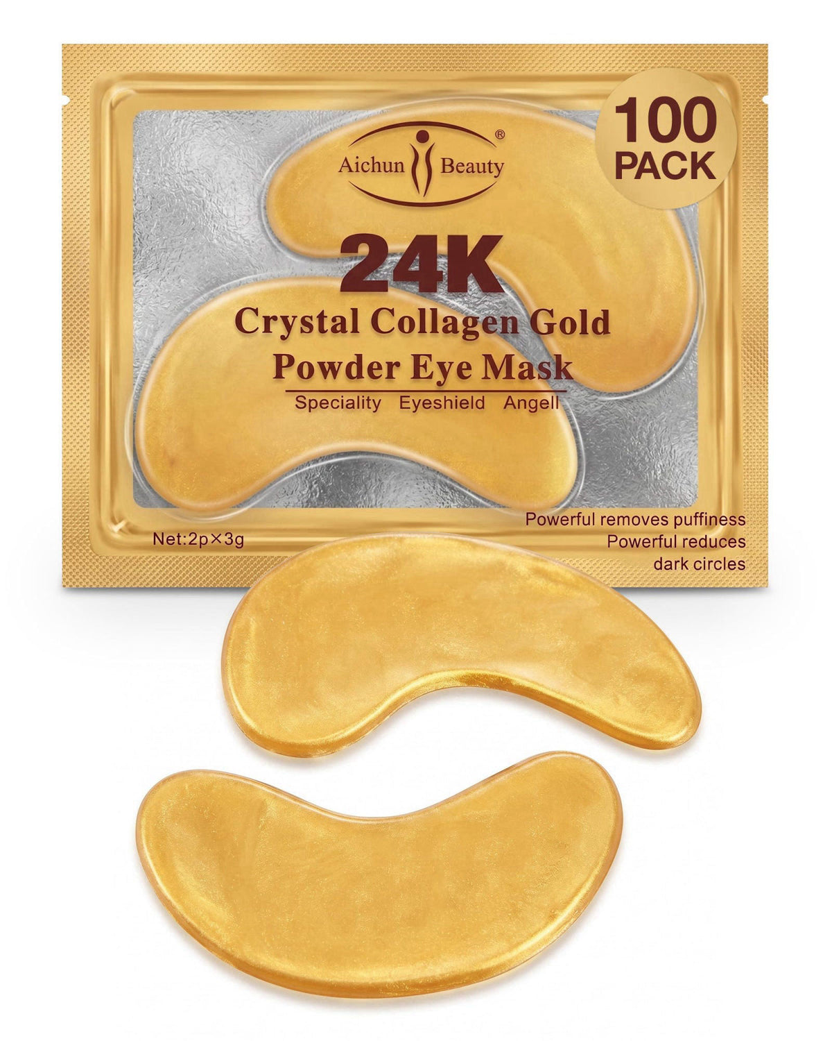 AICHUN BEAUTY 24K Gold Collagen Eye Mask Patches 100 Pack – product photo (Masks)