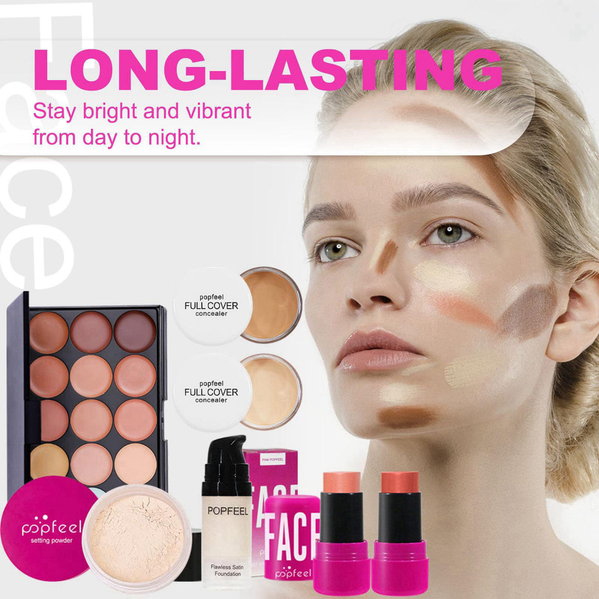 FantasyDay All In One Makeup Kit, Xmas Full Makeup Gift Set for Women Girls – back view and specifications