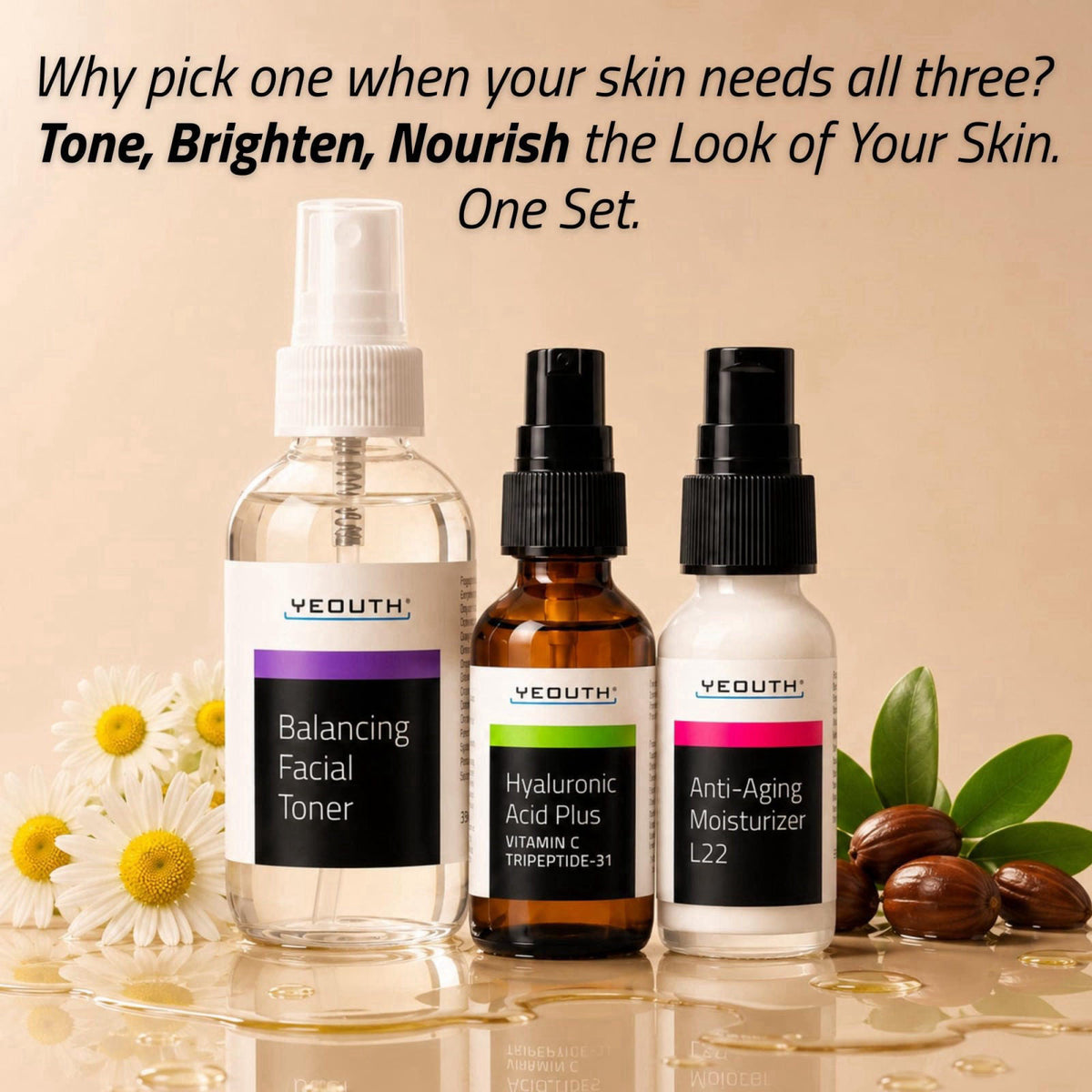 YEOUTH 3-Piece Skin Care Set for Visibly Smoother-Looking Skin – close-up detail