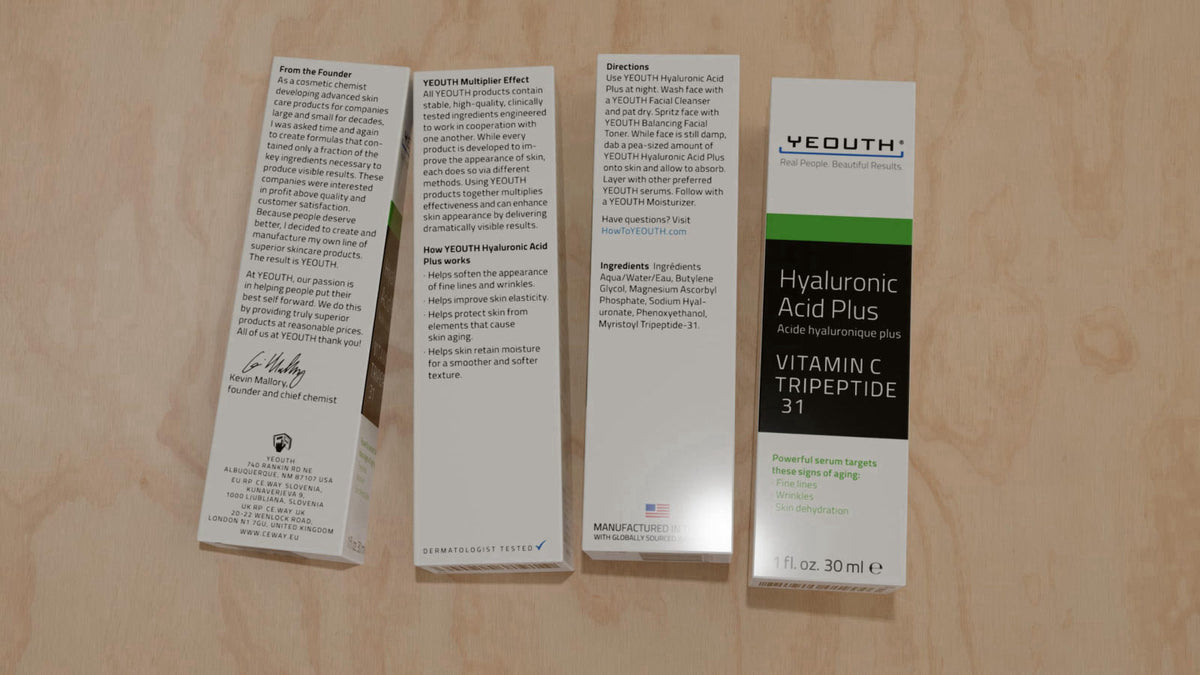 YEOUTH 3-Piece Skin Care Set for Visibly Smoother-Looking Skin – back view and specifications