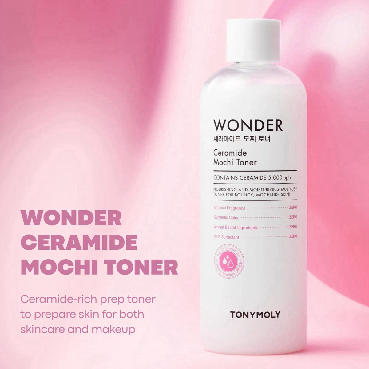 TONYMOLY Wonder Ceramide Mochi Toner Set - Hyaluronic Acid, Barrier Repair – back view and specifications
