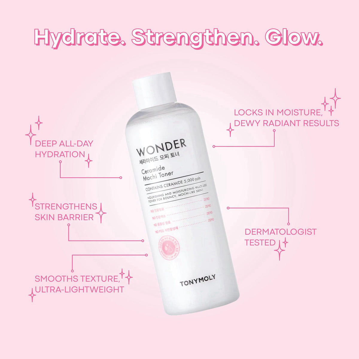 TONYMOLY Wonder Ceramide Mochi Toner Set - Hyaluronic Acid, Barrier Repair – alternate angle