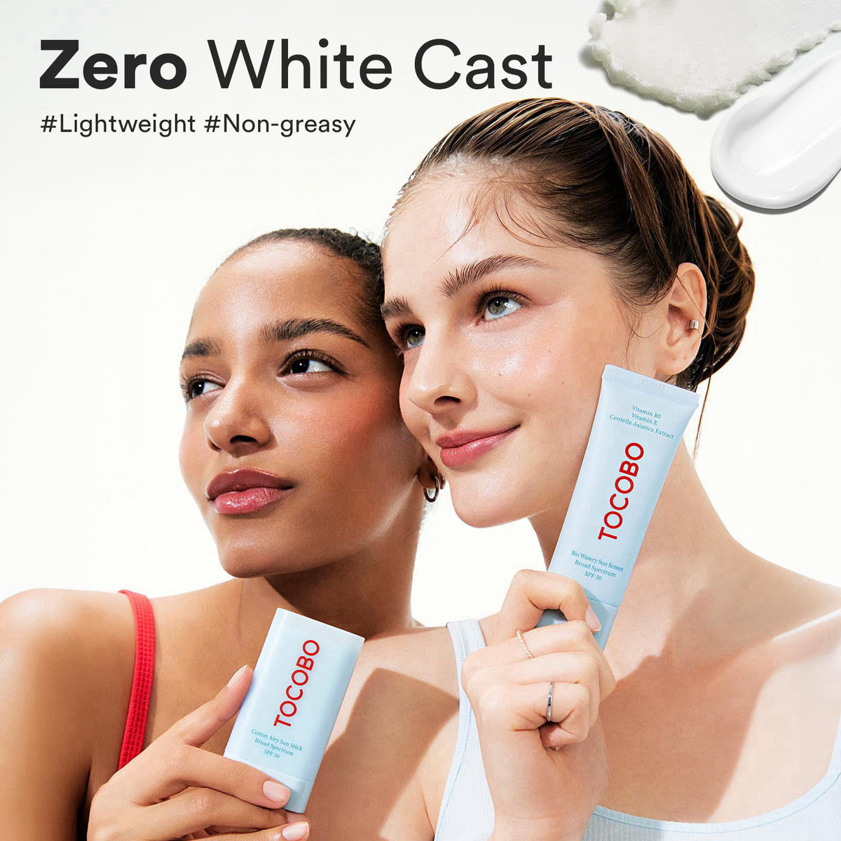 TOCOBO Dual UV Set, Cotton Airy Sun Stick and Bio Watery Sun Cream SPF 50 – packaging and label