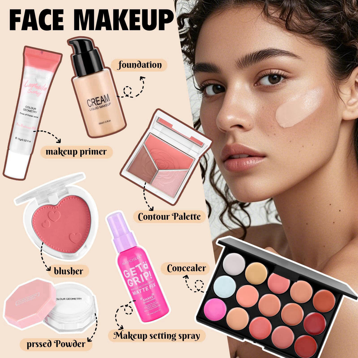 VESPRO Makeup Kit for Women:Foundation Eyeshadow Palette Makeup Brushe Makeup Set – full view