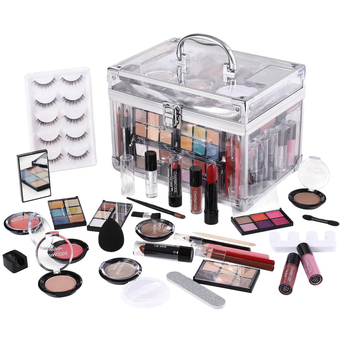 CHARMCODE Makeup full Kit Women Teen Girls Starters，Eyeshadow Palette，Lipsticks，Lipgloss，Blushes，Contour，Highlighters，Ma
