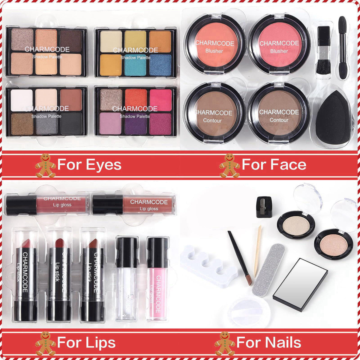 CHARMCODE Makeup full Kit Women Teen Girls Starters，Eyeshadow Palette，Lipsticks，Lipgloss，Blushes，Contour，Highlighters，Ma