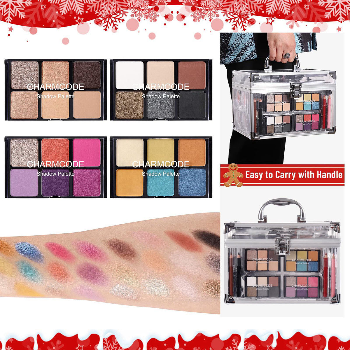 CHARMCODE Makeup full Kit Women Teen Girls Starters，Eyeshadow Palette，Lipsticks，Lipgloss，Blushes，Contour，Highlighters，Ma