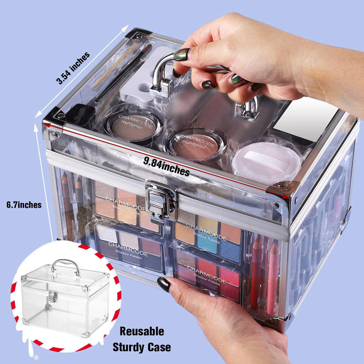 CHARMCODE Makeup full Kit Women Teen Girls Starters，Eyeshadow Palette，Lipsticks，Lipgloss，Blushes，Contour，Highlighters，Ma