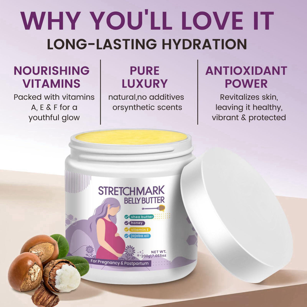 AOAO Pregnancy Moisturizing Skin Care Set, Safe Support Skin Elasticity – packaging and label