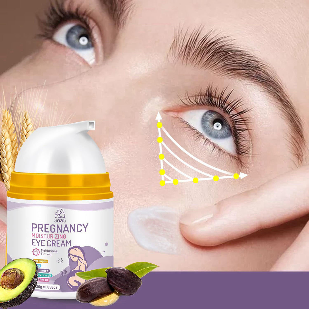 AOAO Pregnancy Moisturizing Skin Care Set, Safe Support Skin Elasticity – back view and specifications