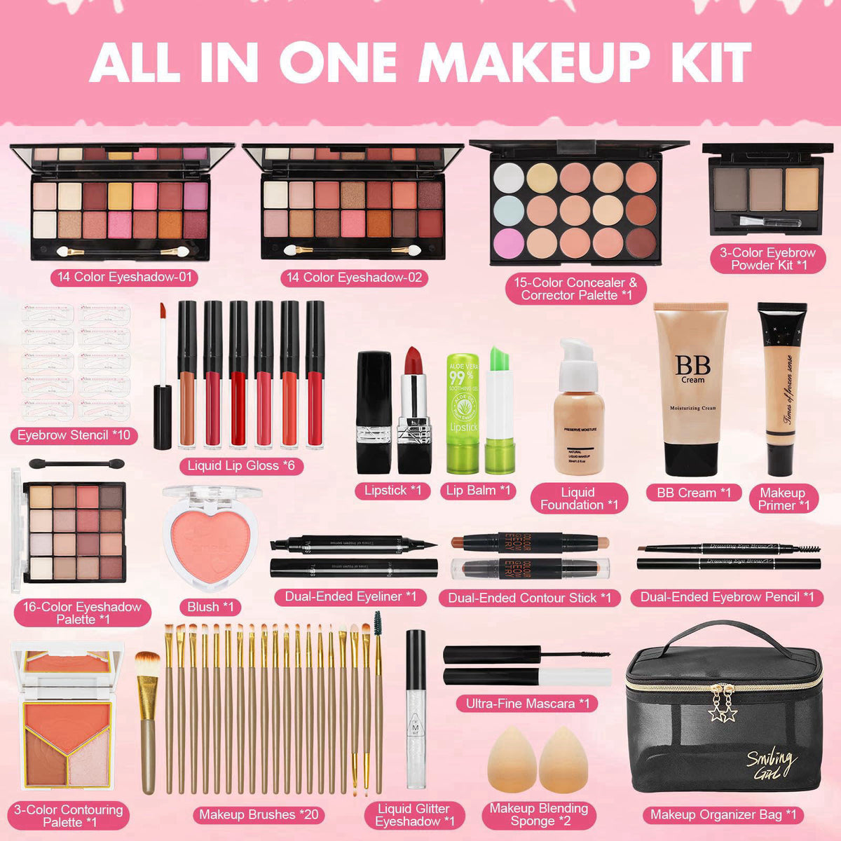 NXPPYY Makeup Kit for Teens & Girls, Makeup Gift Set for Beginners Teenager – close-up detail in 56 in 1 Makeup Kit