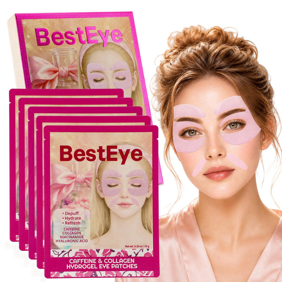 Besteye Collagen Under Eye Patches for Puffy Eyes and Dark Circles,Eye Mask – close-up detail