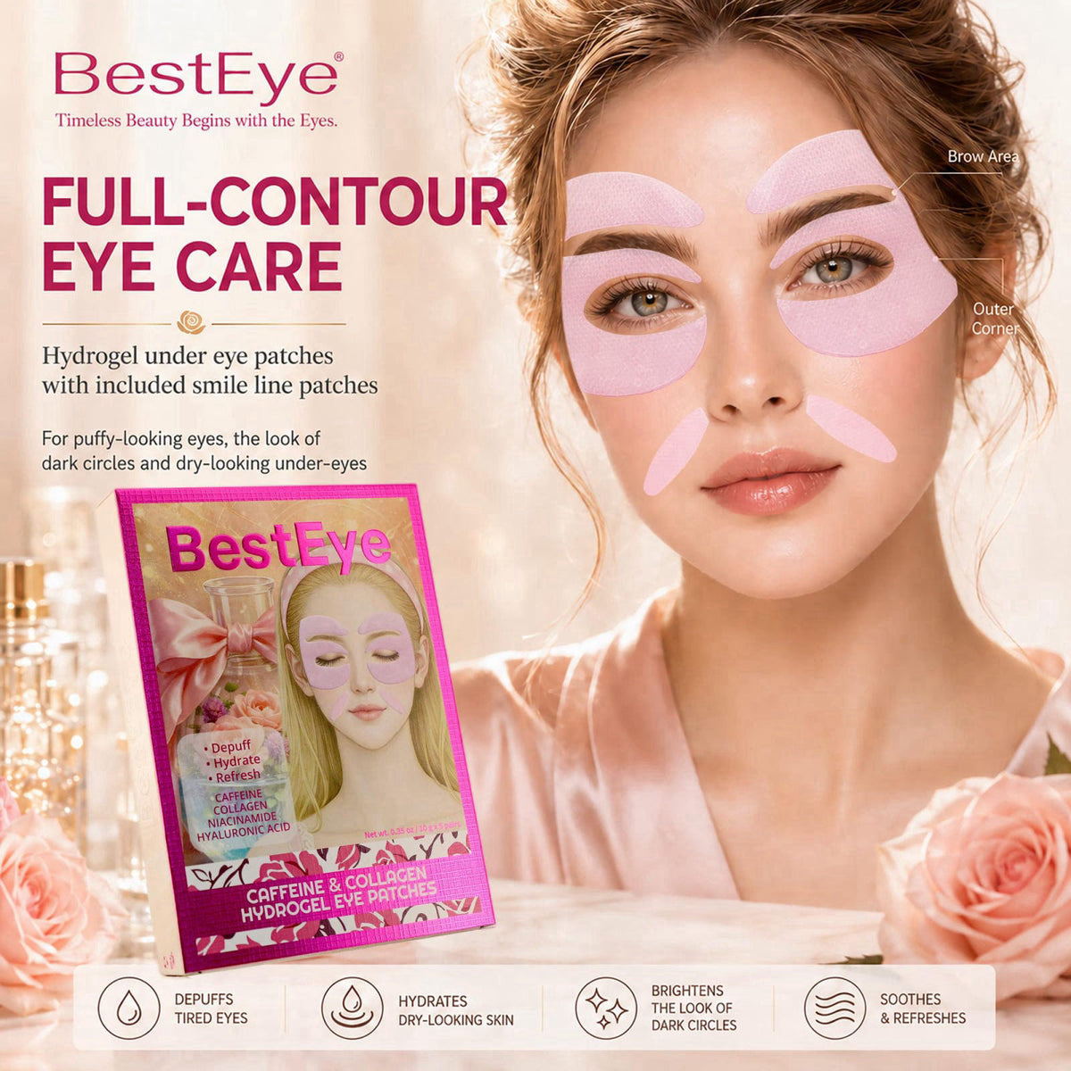 Besteye Collagen Under Eye Patches for Puffy Eyes and Dark Circles,Eye Mask – packaging and label