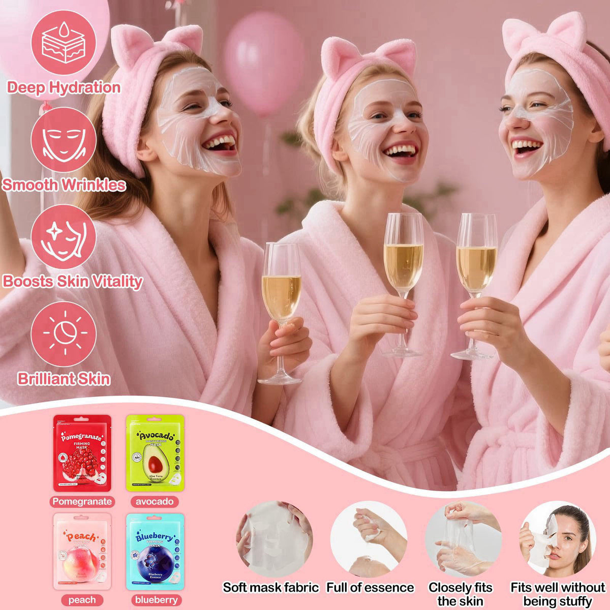 Ponhey 88 PCS Spa Party Supplies, Spa Party Favors Include Face Masks Skincare, Hand Cream, Lip Balm, Under Eye Patches,