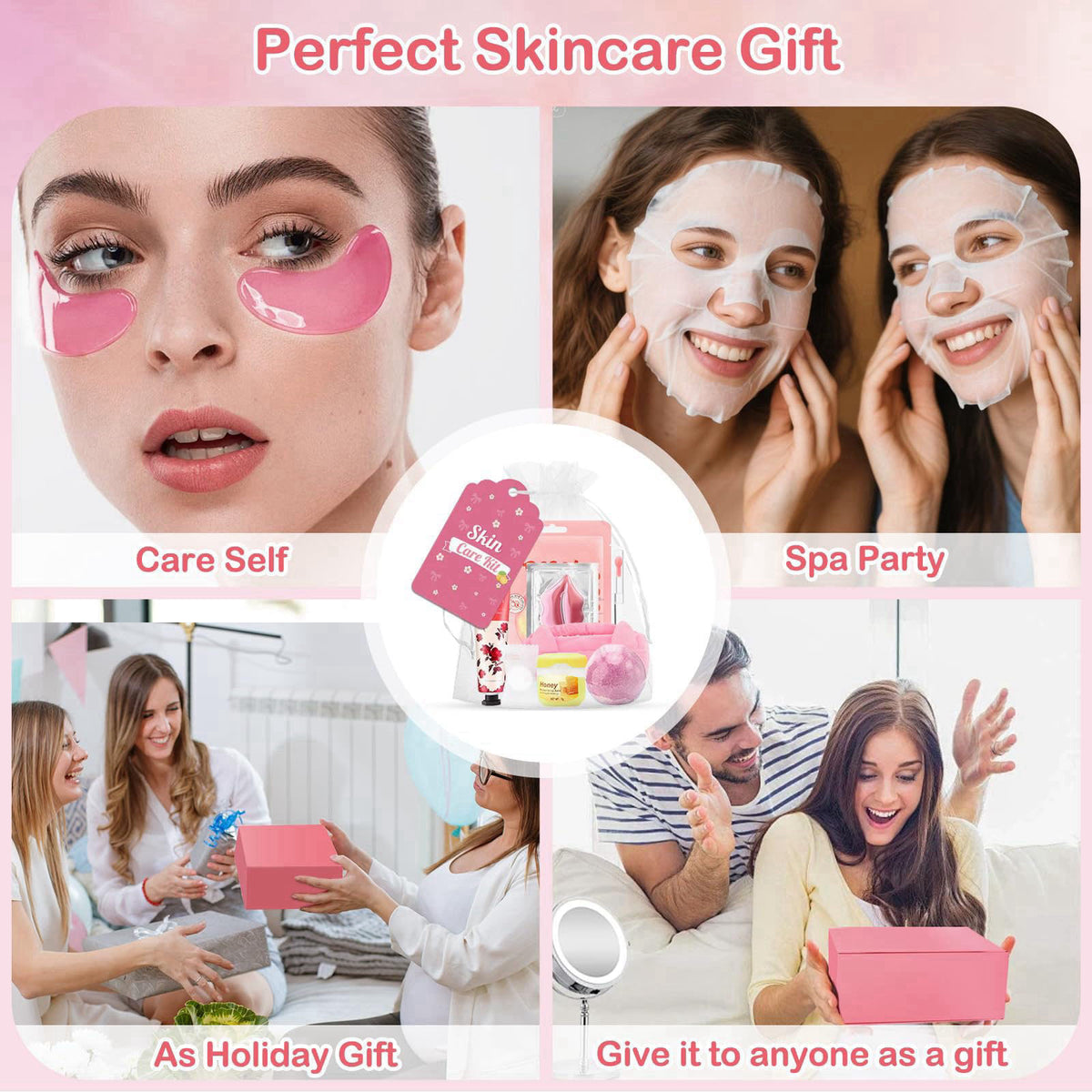 Ponhey 88 PCS Spa Party Supplies, Spa Party Favors Include Face Masks Skincare, Hand Cream, Lip Balm, Under Eye Patches,