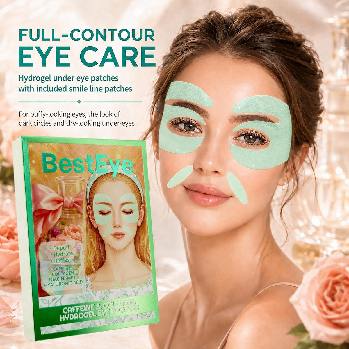 Besteye Collagen Under Eye Patches for Puffy Eyes and Dark Circles,Eye Mask – close-up detail
