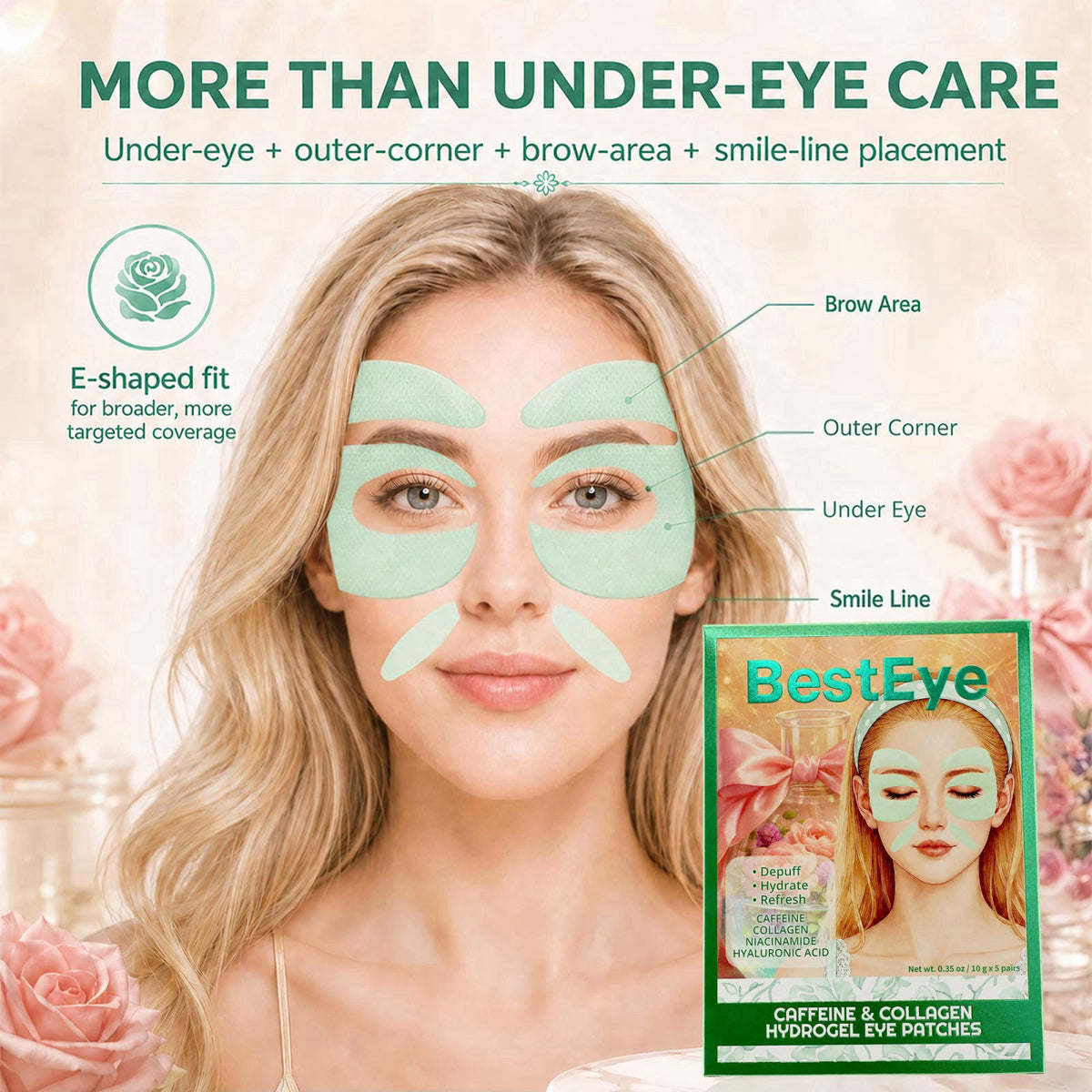 Besteye Collagen Under Eye Patches for Puffy Eyes and Dark Circles,Eye Mask – packaging and label