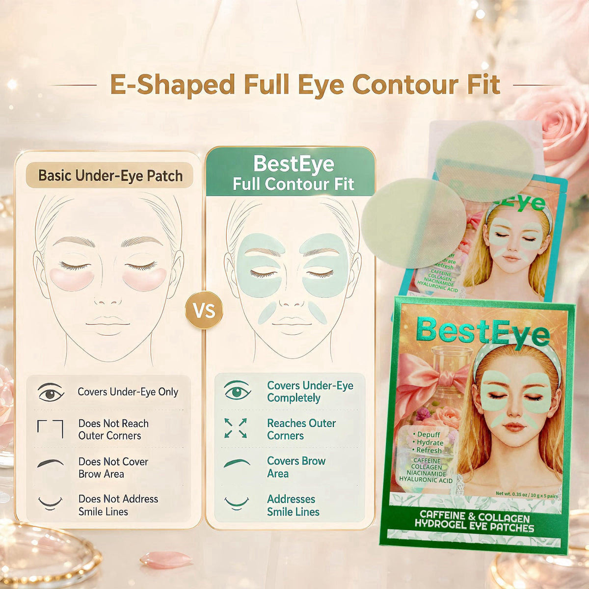 Besteye Collagen Under Eye Patches for Puffy Eyes and Dark Circles,Eye Mask – alternate angle