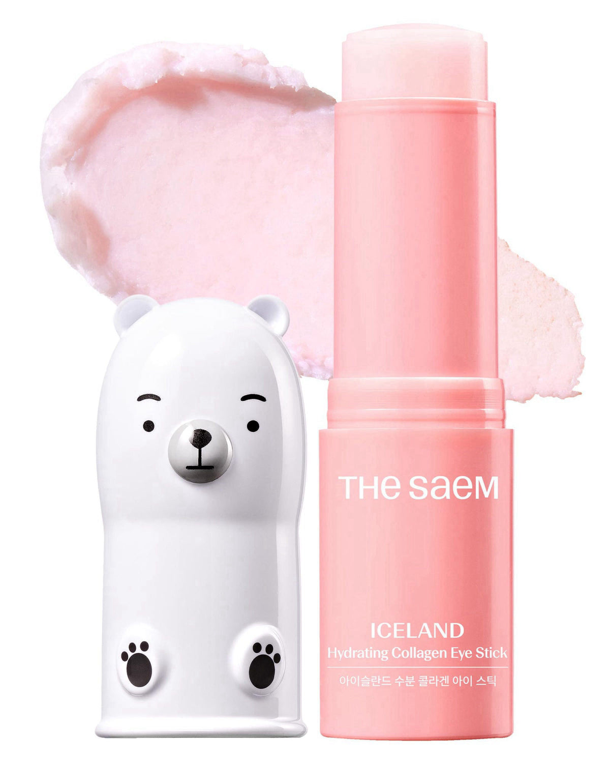 THESAEM Iceland Hydrating Eye Stick 3-Pack Set with Cute Bear Keyring - Cooling Trio Treatment for Dark Circles, Wrinkle