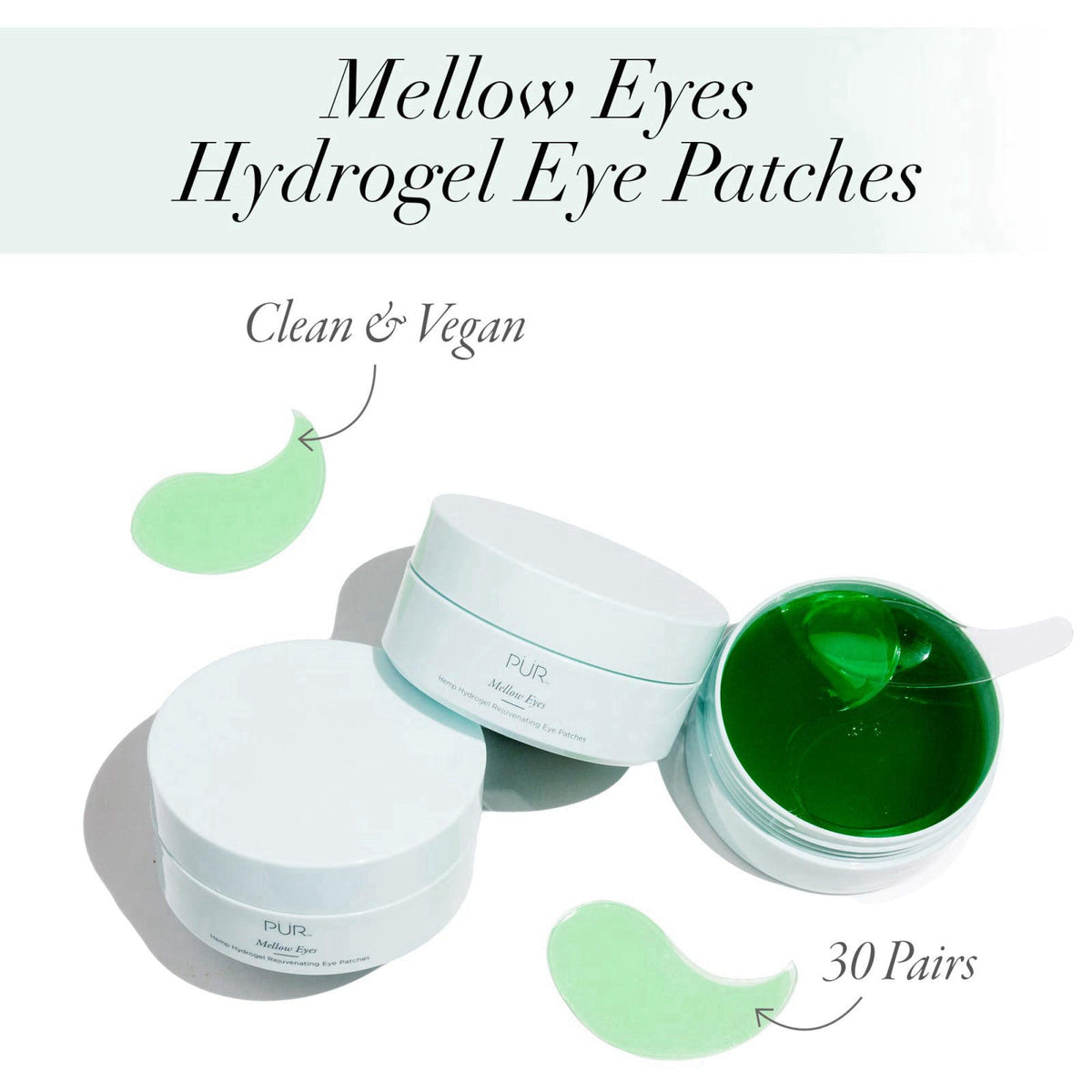 PÜR MINERALS Hydrogel Rejuvenating Under Eye Patches, Mellow Eyes - Hydrates, Plumps & Brightens Under Eye – close-up de