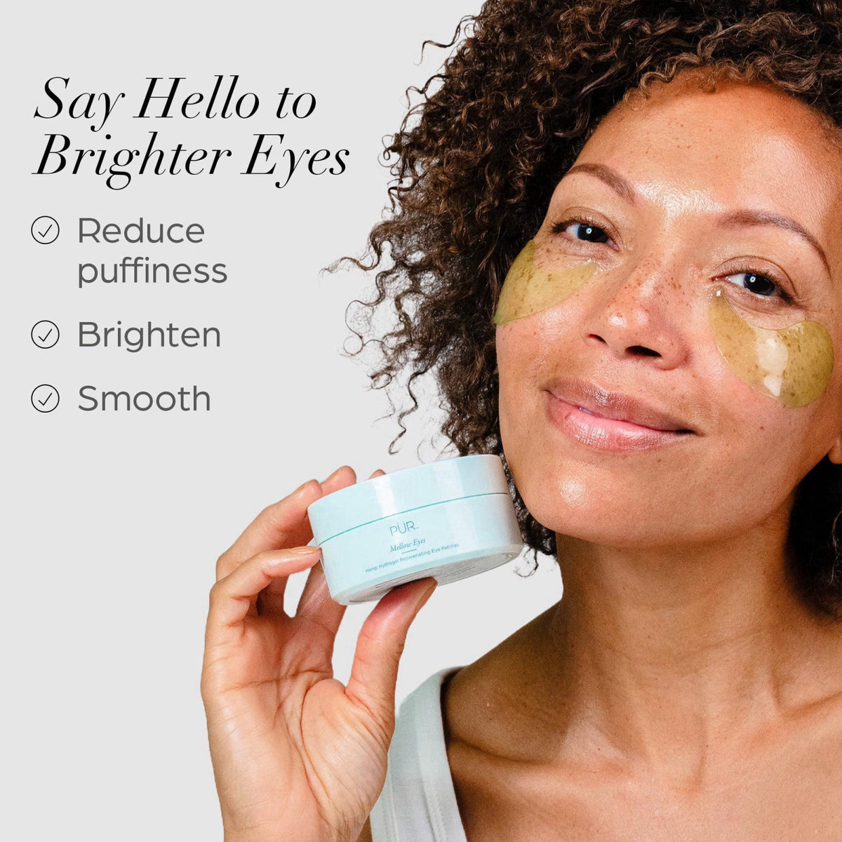 PÜR MINERALS Hydrogel Rejuvenating Under Eye Patches, Mellow Eyes - Hydrates, Plumps & Brightens Under Eye – packaging a