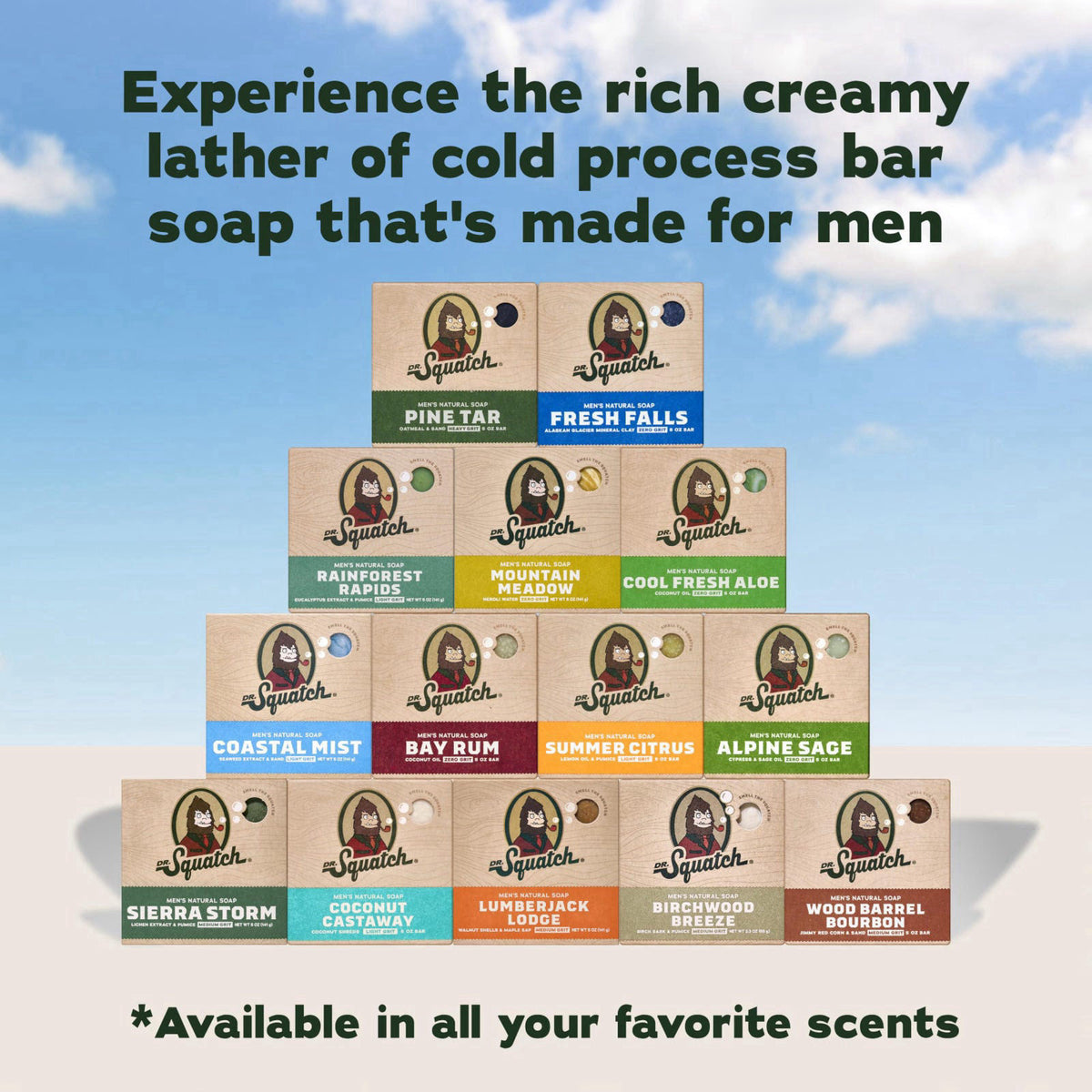 Dr. Squatch Natural Men’s Bar Soap, Body Soap Bar (5oz, 3-Pack) – alternate angle