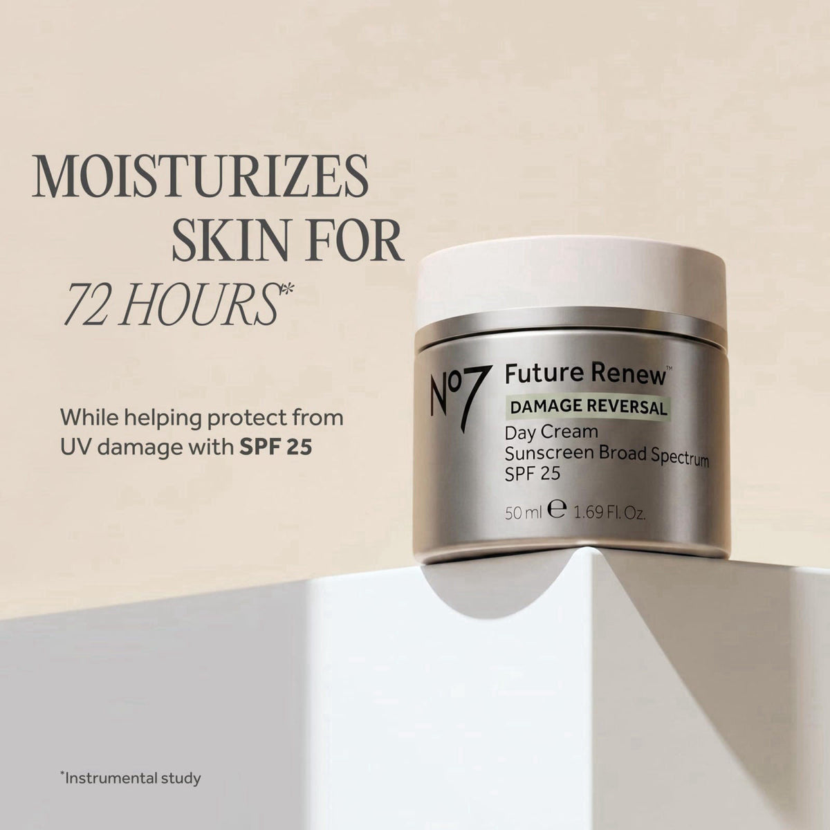 No7 Future Renew Damage Reversal Face Cream with SPF 25 - Anti Aging Face Moisturizer with Skin Firming Benefits - Formu