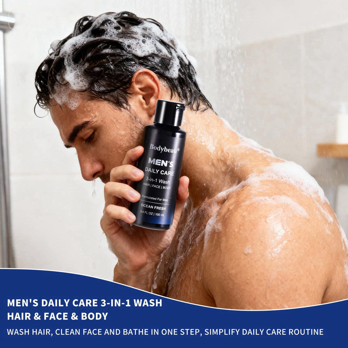 Beautifier Life Men's Bath and Body Spa Set, 7-Piece Kit with 3-in-1 Shower Wash, Body Scrub, Body Mist, 2-in-1 Handmade