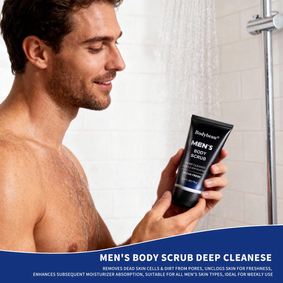 Beautifier Life Men's Bath and Body Spa Set, 7-Piece Kit with 3-in-1 Shower Wash, Body Scrub, Body Mist, 2-in-1 Handmade