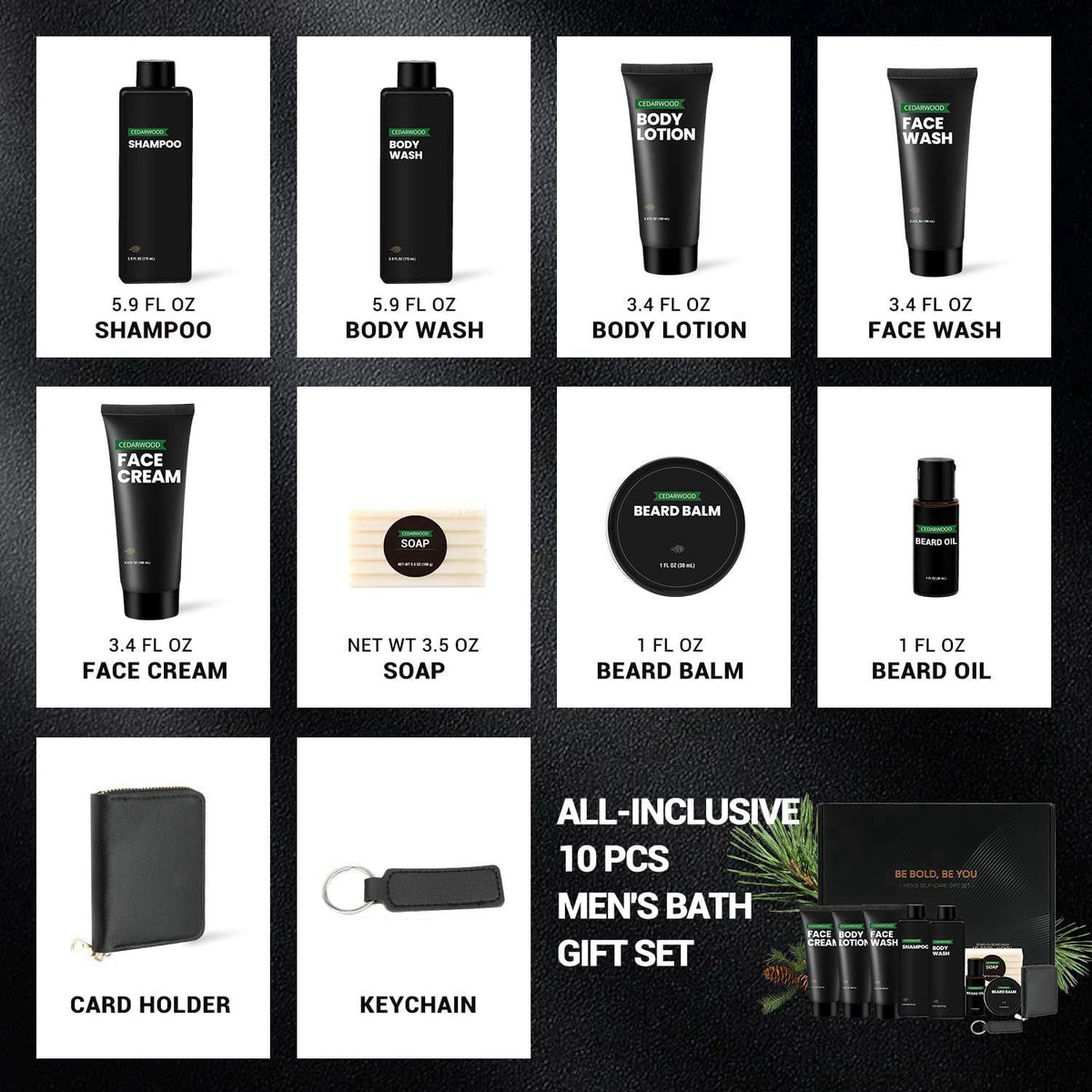 Rinse & Robust Beard Kit for Men, Gifts for Men, Cedarwood Beard Oil Gift Sets, Birthday Gifts Mens Stocking Stuffers fo