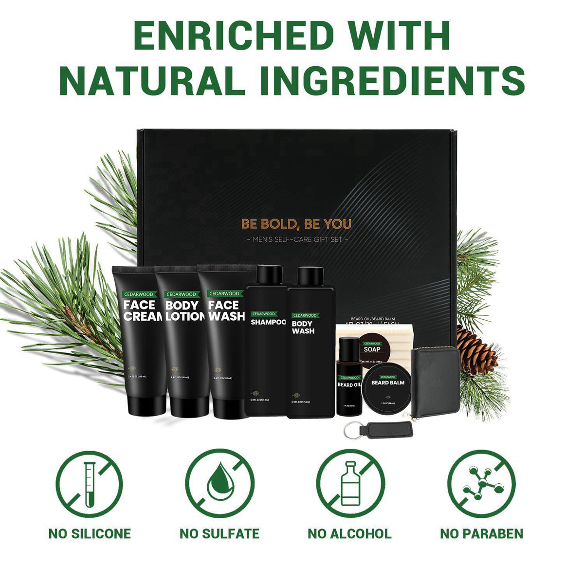 Rinse & Robust Beard Kit for Men, Gifts for Men, Cedarwood Beard Oil Gift Sets, Birthday Gifts Mens Stocking Stuffers fo