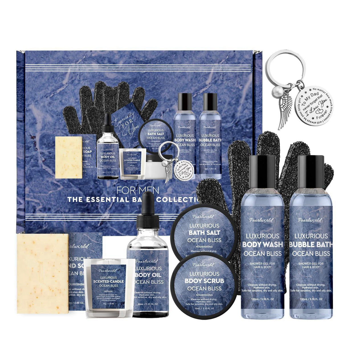 PEARLWORLD Birthday Gifts Baskets for Men Bath Spa Set, Ocean-Scented, 12Pcs – product photo (Sets &amp; Kits)