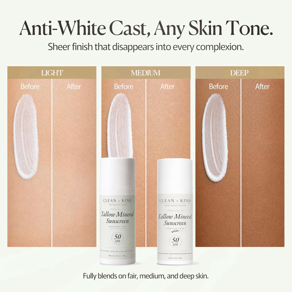 Clean + Kind Organic Beef Tallow Sunscreen SPF 50 Zinc Oxide Unscented – close-up detail