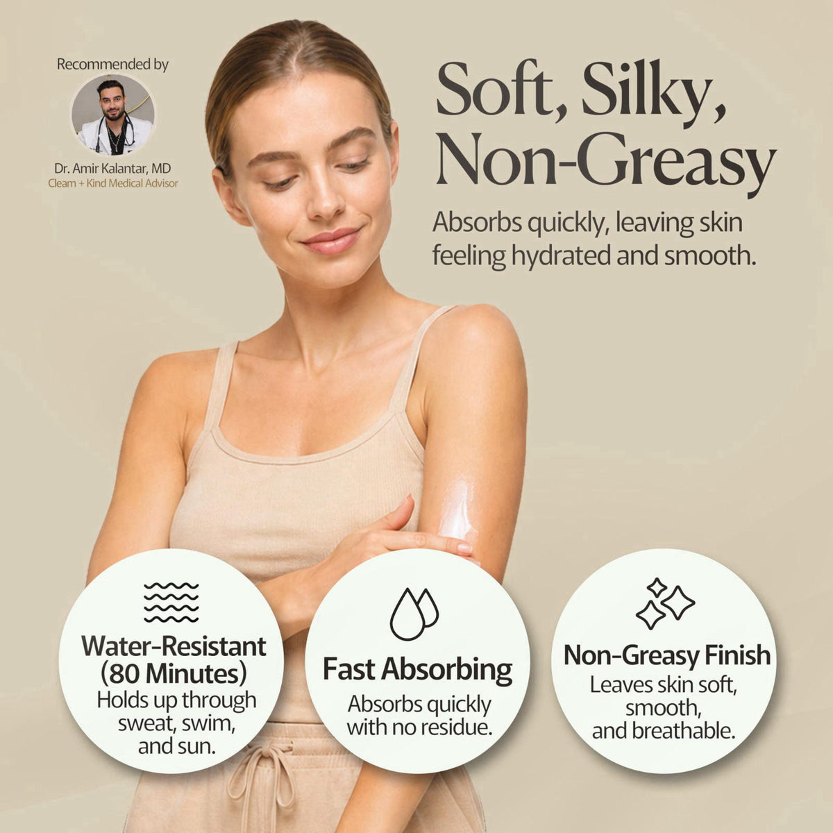 Clean + Kind Organic Beef Tallow Sunscreen SPF 50 Zinc Oxide Unscented – back view and specifications