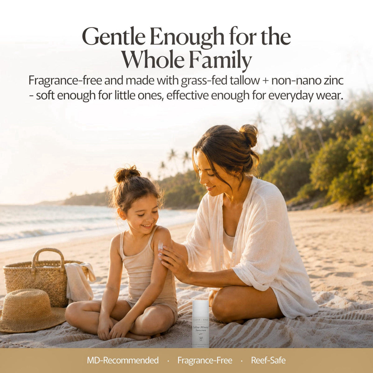 Clean + Kind Organic Beef Tallow Sunscreen SPF 50 Zinc Oxide Unscented – alternate angle
