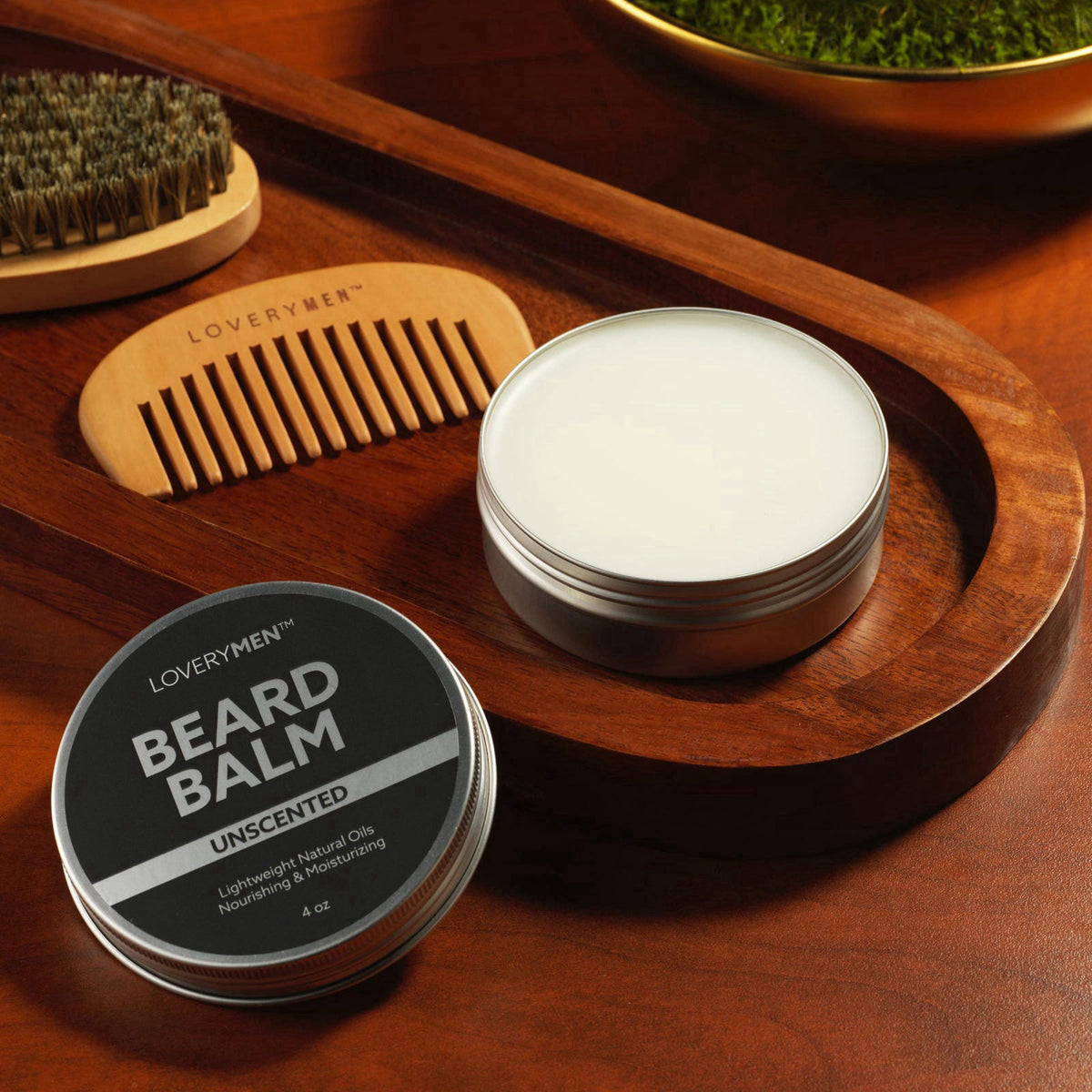 LOVERY Beard Balm for Men, Gift Set in Unscented, Sandalwood, Tobacco Vanilla, Cedar Pine Fragrances, All-Natural Wax, C