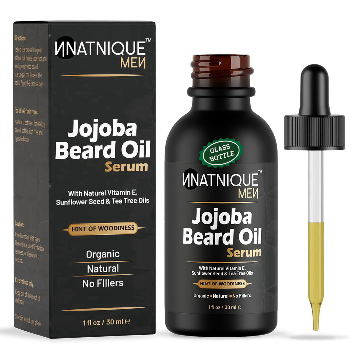 Natnique Beard Care Gift Set – Organic Jojoba Beard Conditioner with Vitamin E & Tea Tree + Vegan Beard Brush – Natural 
