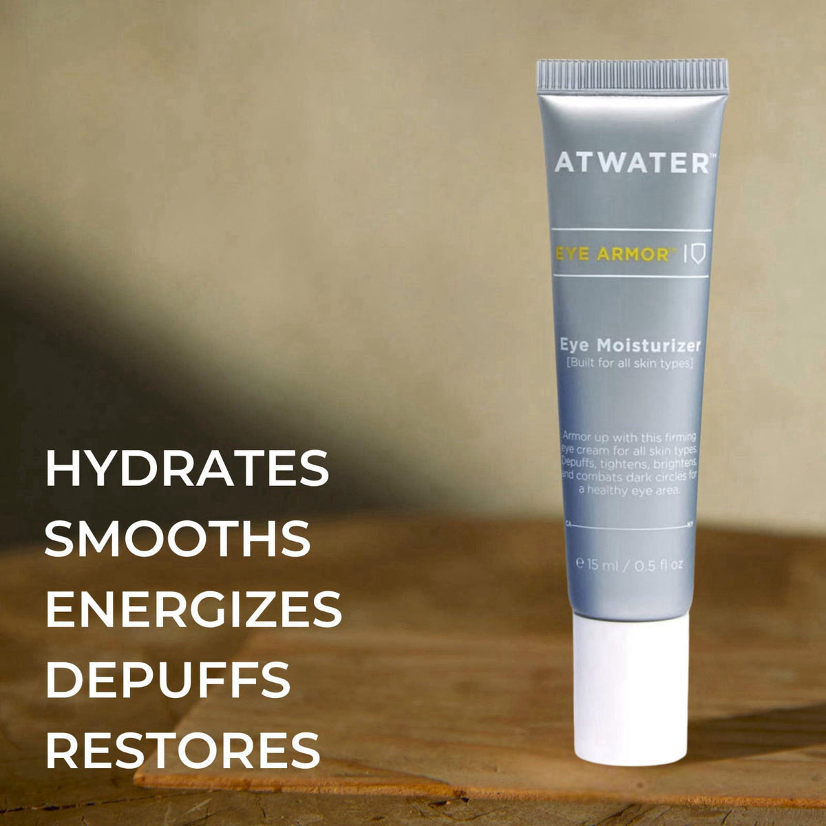 ATWATER Men's Hydrating Under Eye Cream for Fine Lines & Circles, 0.5 oz – packaging and label