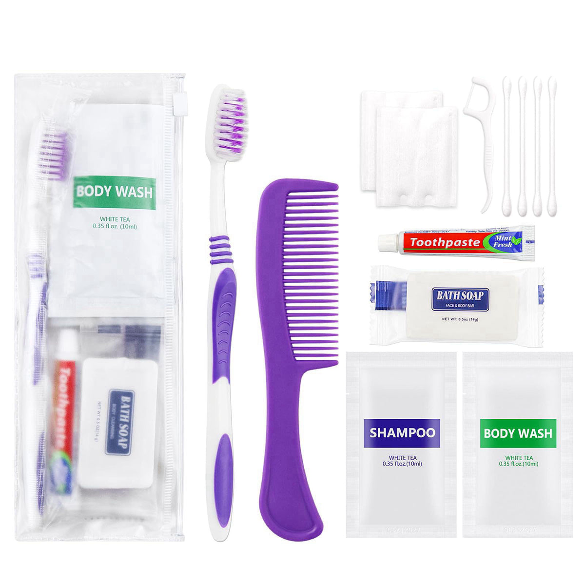 SLequipo Pack of 10 Hygiene Kit, Toiletry Kit Bulk, Individually Packed, Travel Disposable Hygiene Kit, Homeless Care Pa