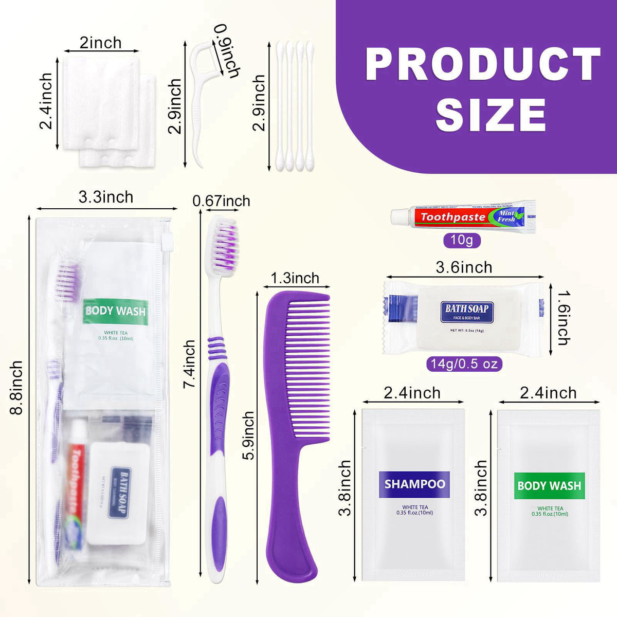 SLequipo Pack of 10 Hygiene Kit, Toiletry Kit Bulk, Individually Packed, Travel Disposable Hygiene Kit, Homeless Care Pa