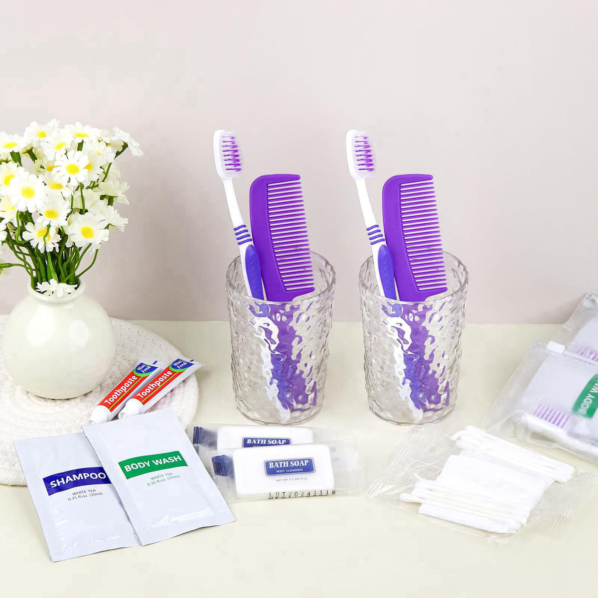 SLequipo Pack of 10 Hygiene Kit, Toiletry Kit Bulk, Individually Packed, Travel Disposable Hygiene Kit, Homeless Care Pa