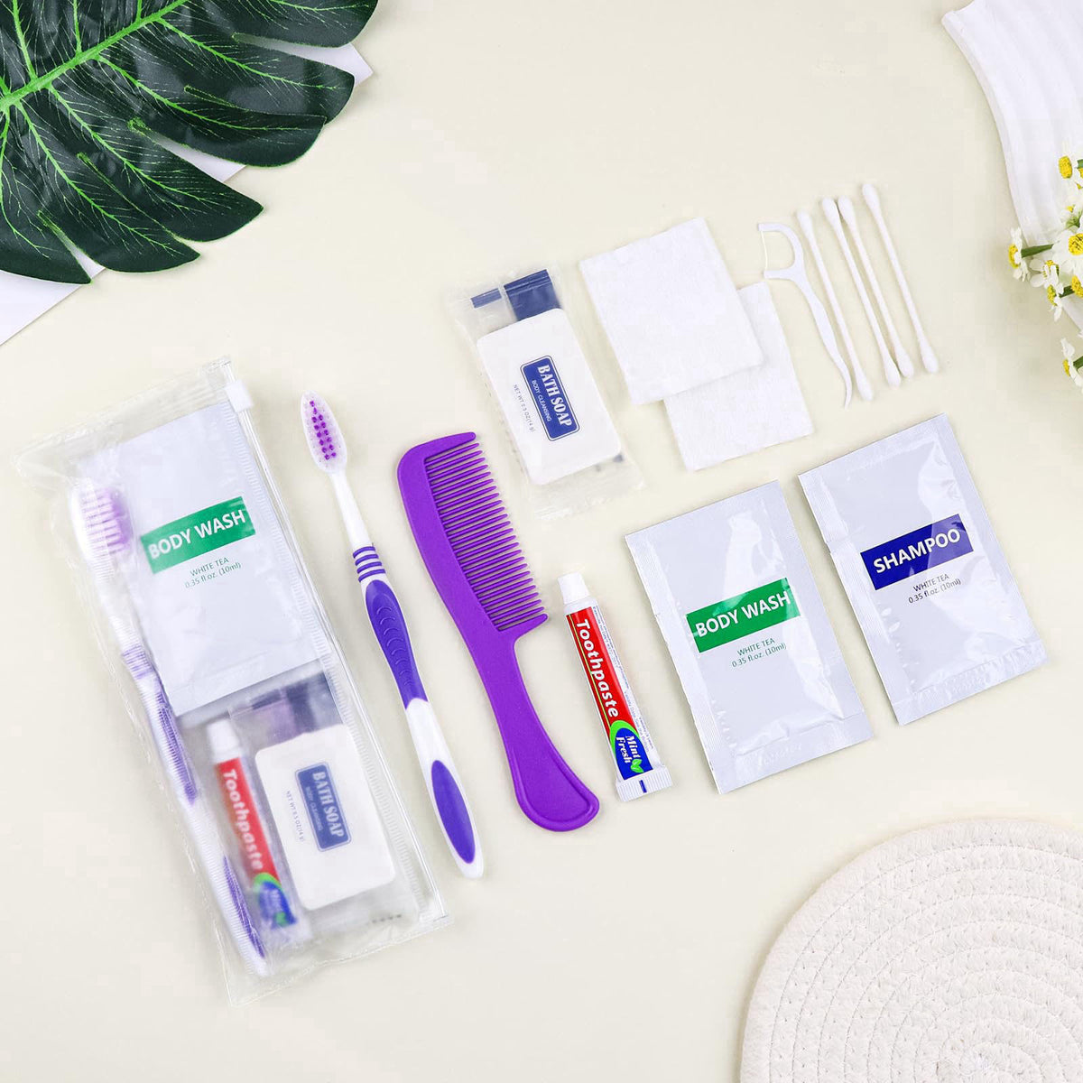 SLequipo Pack of 10 Hygiene Kit, Toiletry Kit Bulk, Individually Packed, Travel Disposable Hygiene Kit, Homeless Care Pa