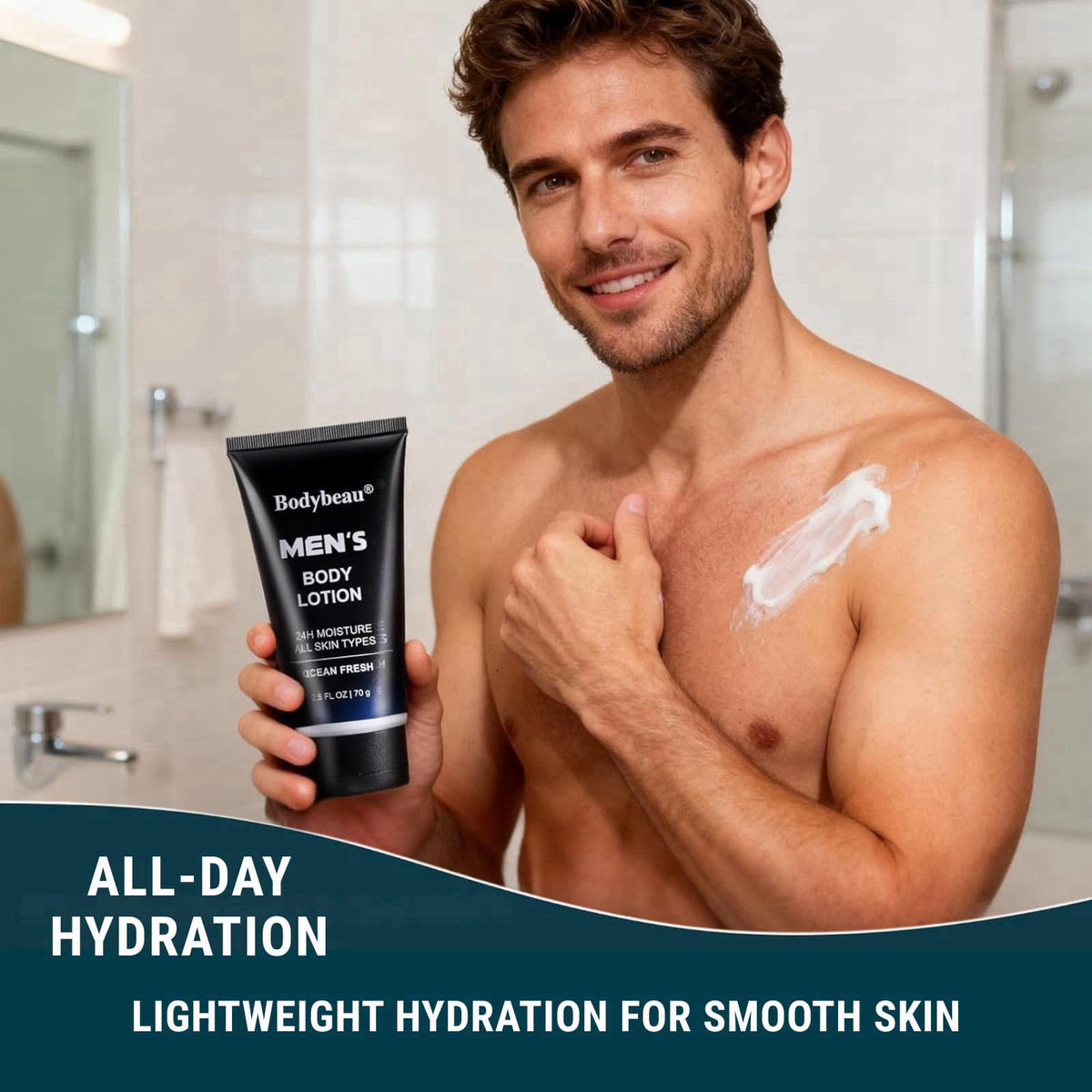 Bodybeau Men’s Bath and Body Gift Set, 7-Piece Ocean Fresh Spa Kit with 3-in-1 Wash, Body Scrub, Body Lotion, Body Mist,