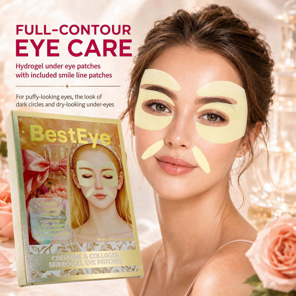 Besteye Collagen Under Eye Patches for Puffy Eyes and Dark Circles,Eye Mask – close-up detail