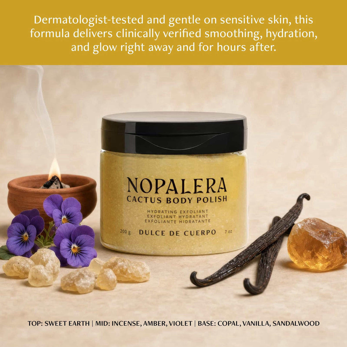Nopalera Cactus Body Scrub and Exfoliator, Dulce De Cuerpo, 7 oz – full view, size 7 Ounce (Pack of 1)