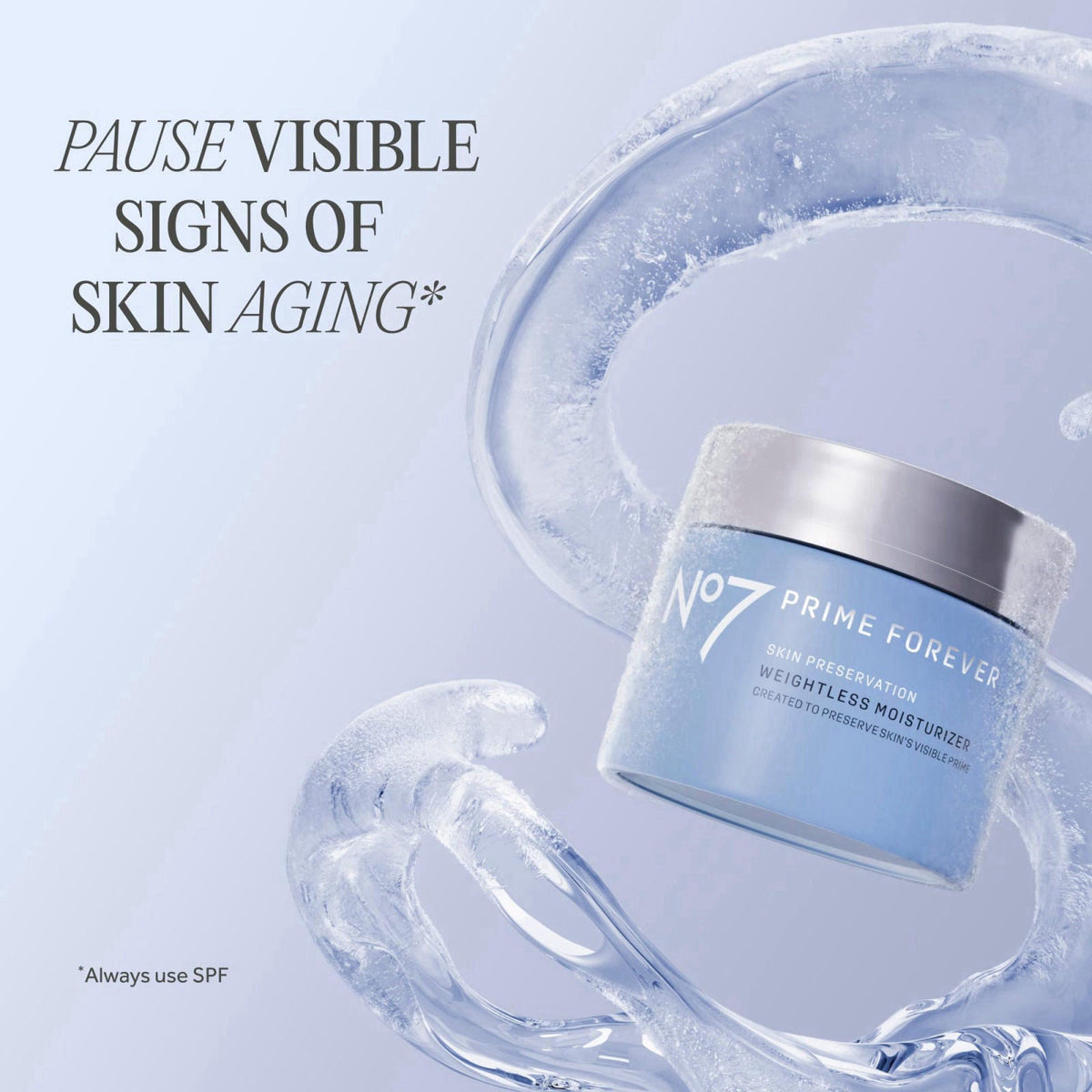 No7 Prime Forever Weightless Gel Face Moisturizer, Hyaluronic Acid, 1.69 oz – packaging and label