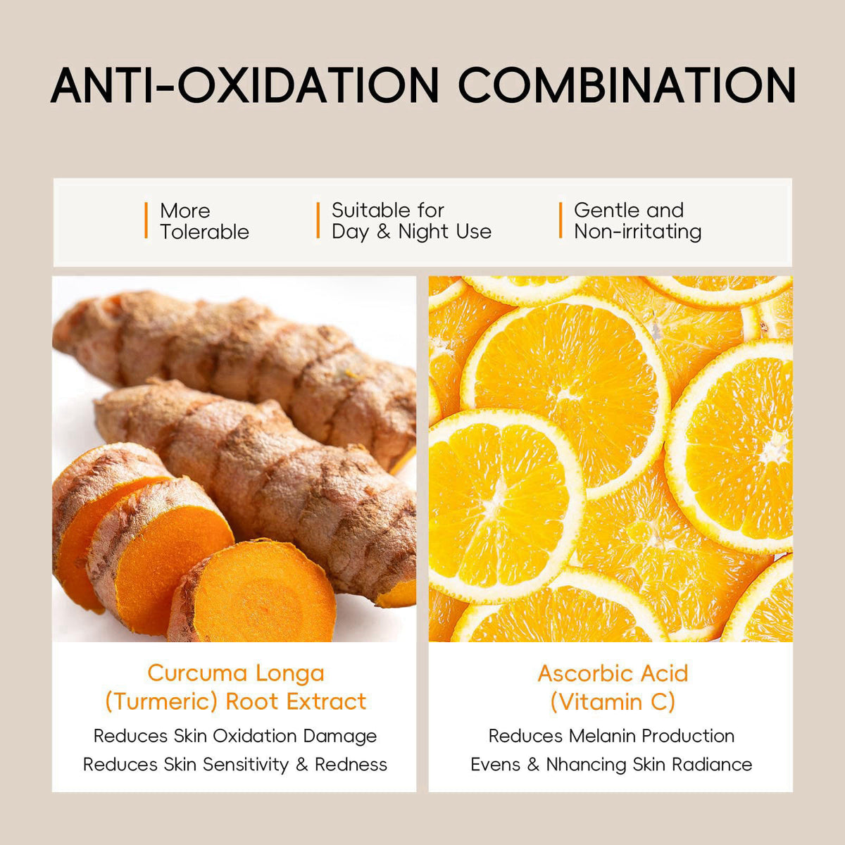 QUIYUM Turmeric Vit-C Skin Care Set, 7PCS Facial Skincare Routine for Women – packaging and label